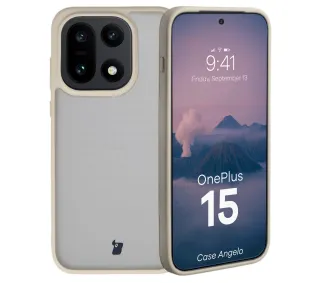 Bizon Angelo do OnePlus 15 Półprzeźroczysty z beżową ramką