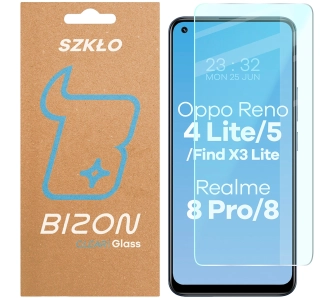 Szkło hartowane Bizon Clear do Oppo Reno 4 Lite / Reno 5 / Find X3 Lite / Realme 8 / 8 Pro
