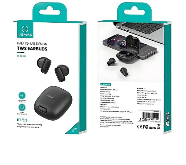USAMS ID25 Series TWS Douszne Bluetooth 5.3 Różowy