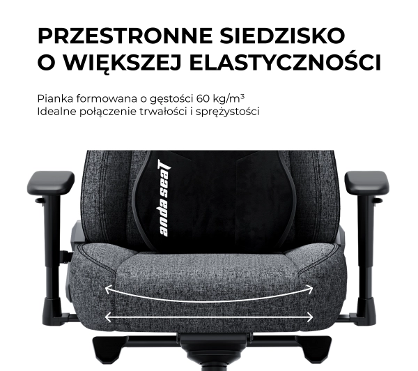 Anda Seat Novis Plus XL Gamingowy do 150kg Tkanina Ciemno szary - Kup na Raty - RRSO 0%
