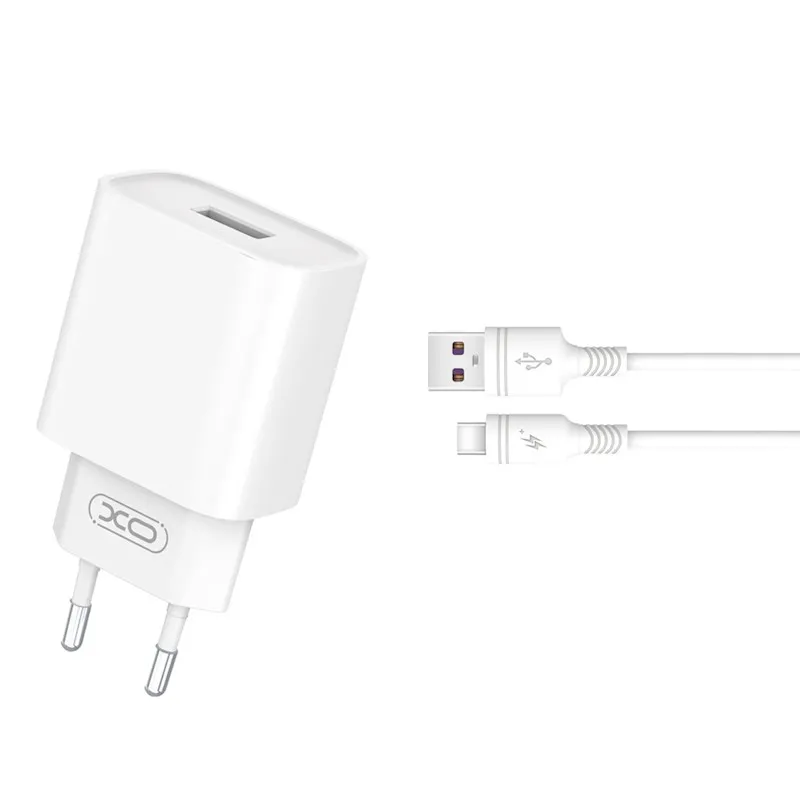 Ładowarka sieciowa XO CE02D USB-A 18W Biały + Kabel USB-A do USB-C