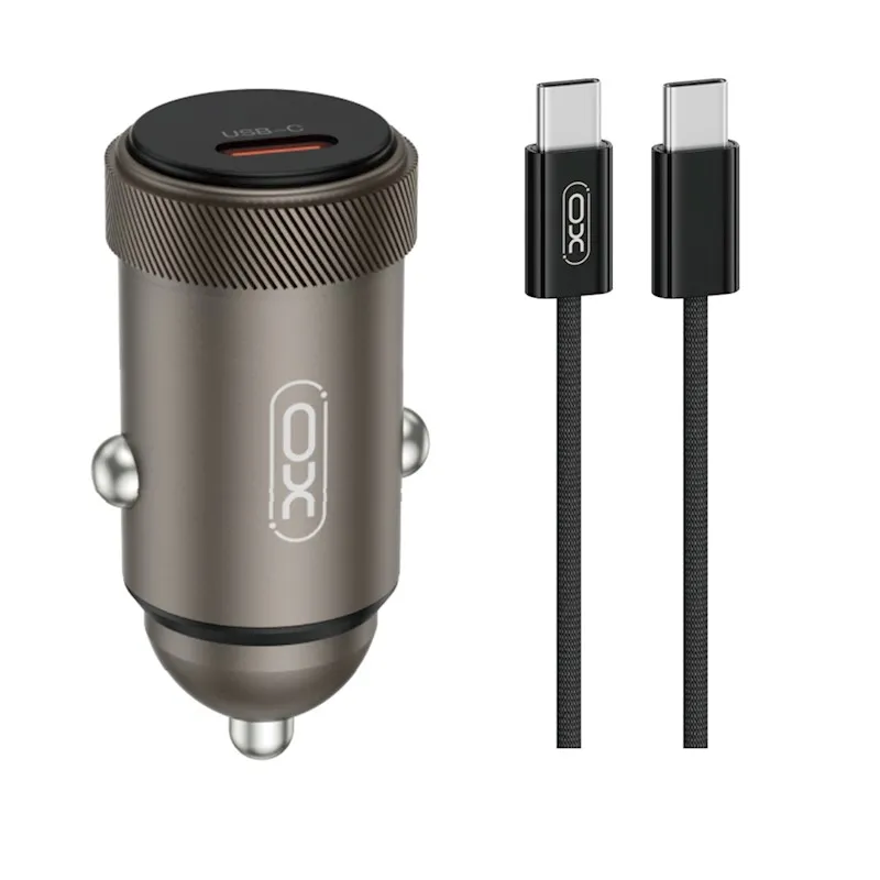 Ładowarka samochodowa XO CC70 USB-C 30W Czarny + Kabel USB-C do USB-C