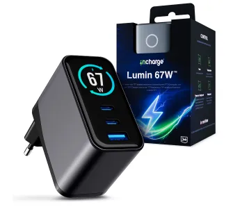 Ładowarka sieciowa 3mk InCharge Lumin 67W USB-A 2x USB-C Czarny