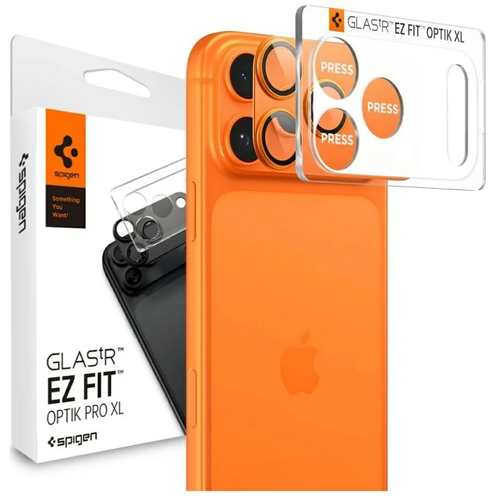 Szkło hartowane Spigen ochrona na obiektyw aparatu Glas.Tr Camera EZ FIT Optik Pro XL do iPhone 17 Pro Max Pomarańczowy