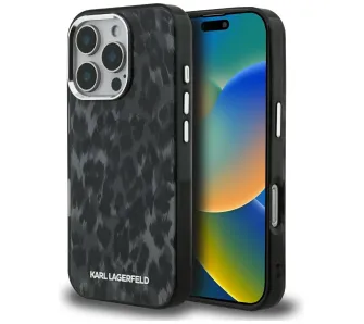 Etui Karl Lagerfeld IML Leopard Pattern MagSafe do iPhone 16 Pro Czarny