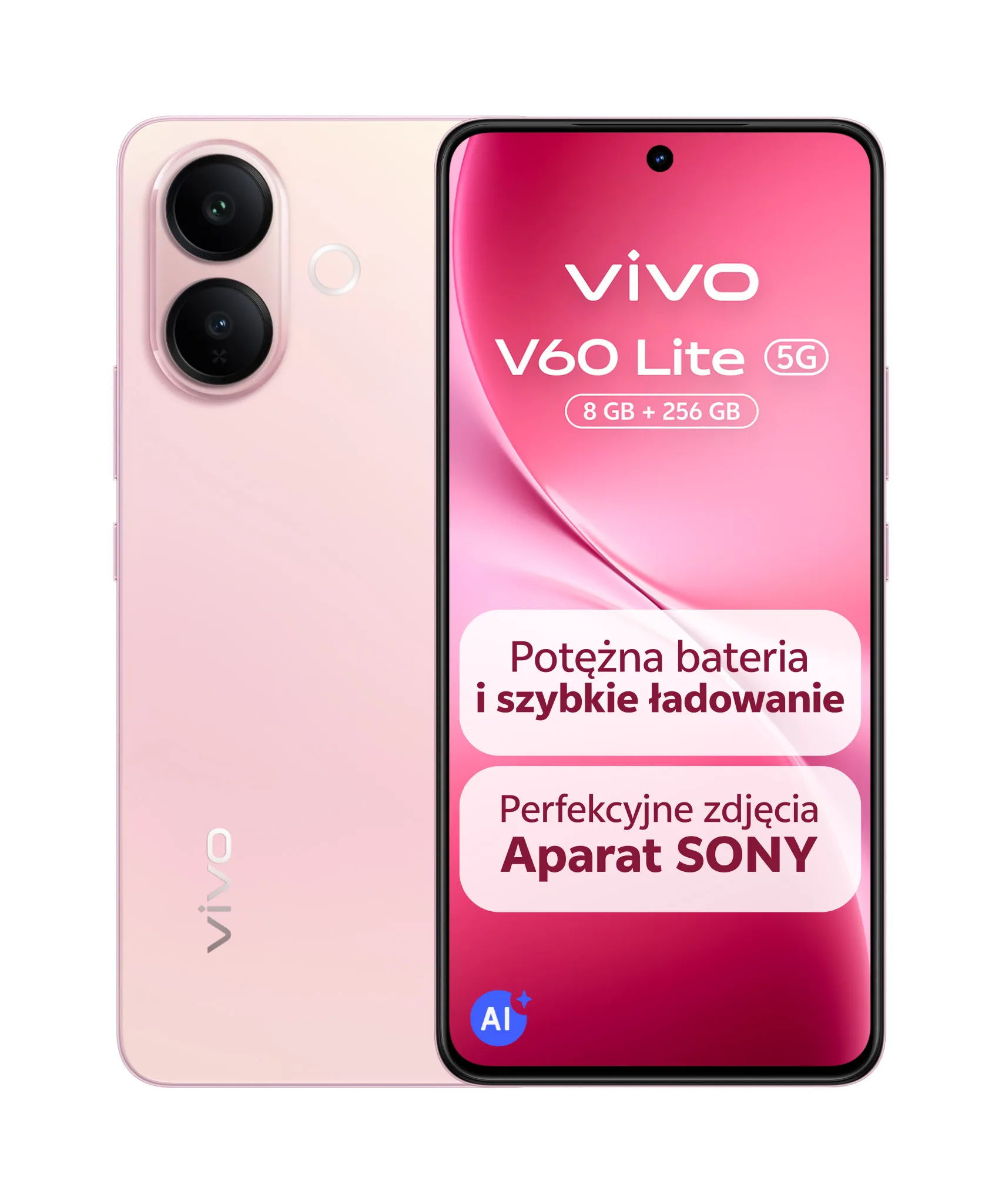 Smartfon vivo V60 Lite 5G 8/256GB 6,77" 120Hz 50Mpix Różowy