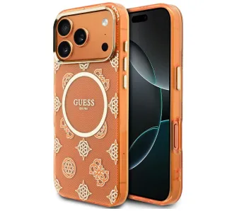 Etui Guess IML Peony Dot MagSafe do iPhone 17 Pro Max Pomarańczowy