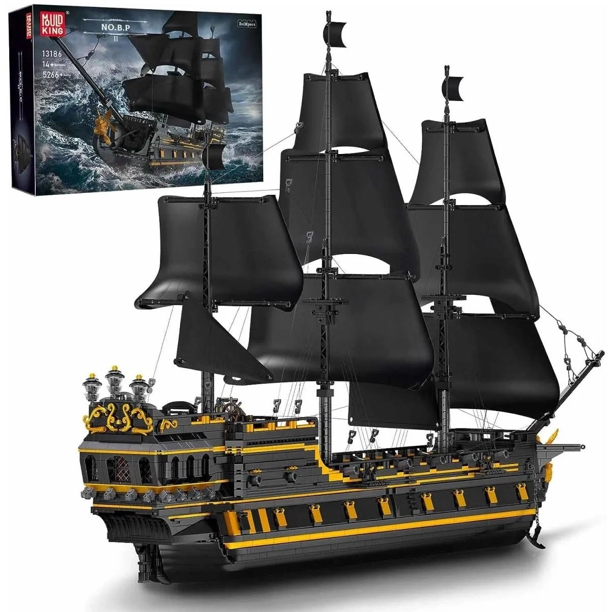 Model do składania Mould King 13186 Black Pearl II Zestaw klocków z 5266 elementów