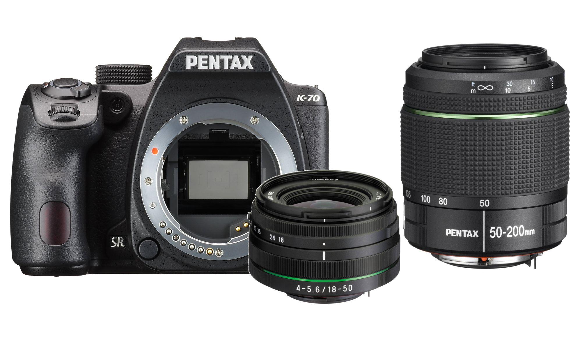Lustrzanka Pentax K-70 + 18-50 mm WR + 50-200 mm WR (czarny)