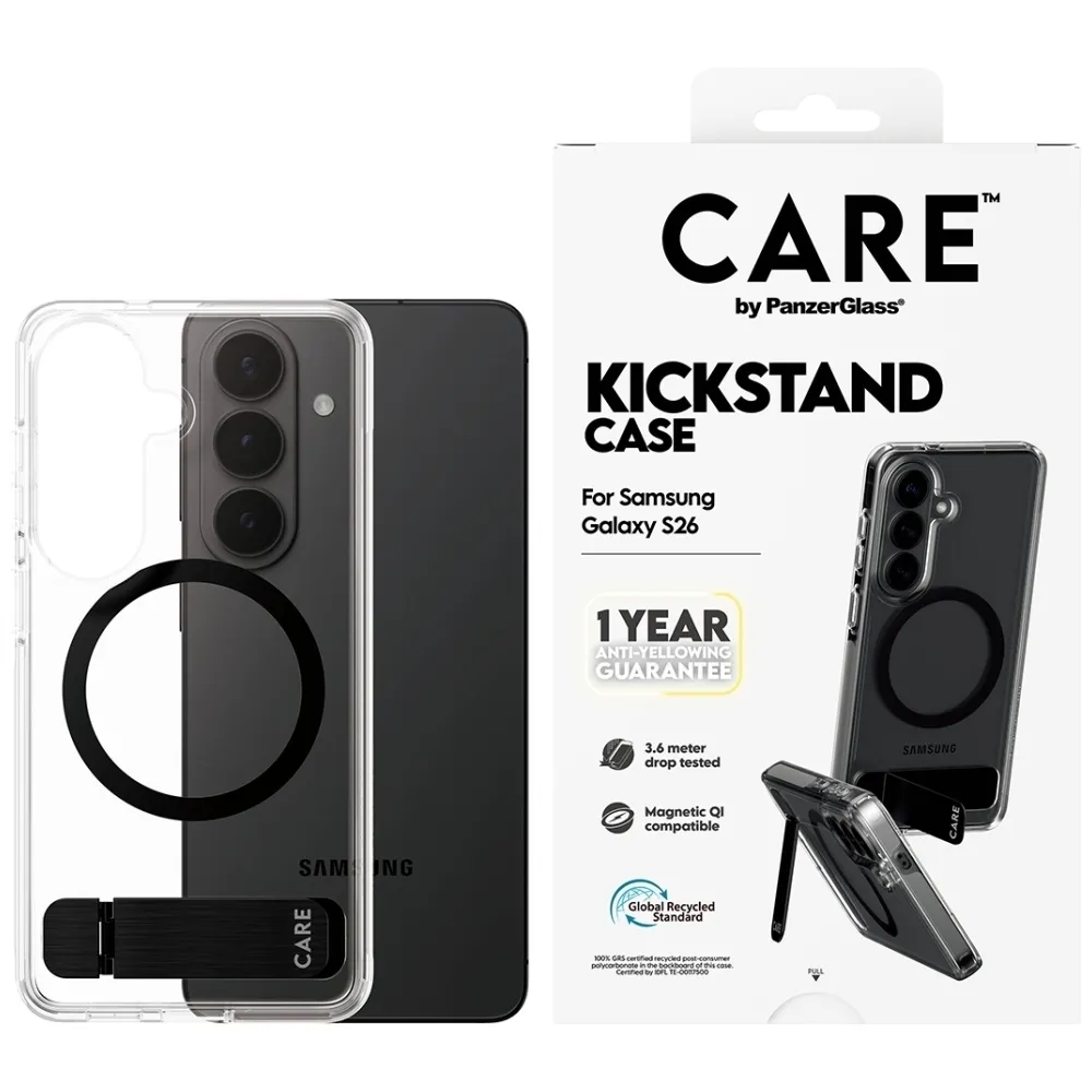 Etui PanzerGlass Kickstand Qi do Galaxy S26 Przezroczysty