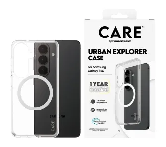 Etui PanzerGlass Urban Explorer Transparent w. White Qi do Samsung Galaxy S26 Przezroczysty