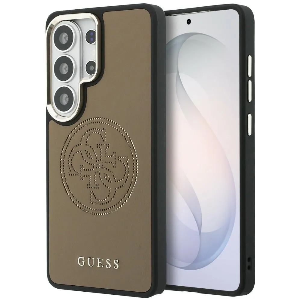 Etui Guess Perforated Logo MagSafe do Galaxy S26 Ultra Brązowy
