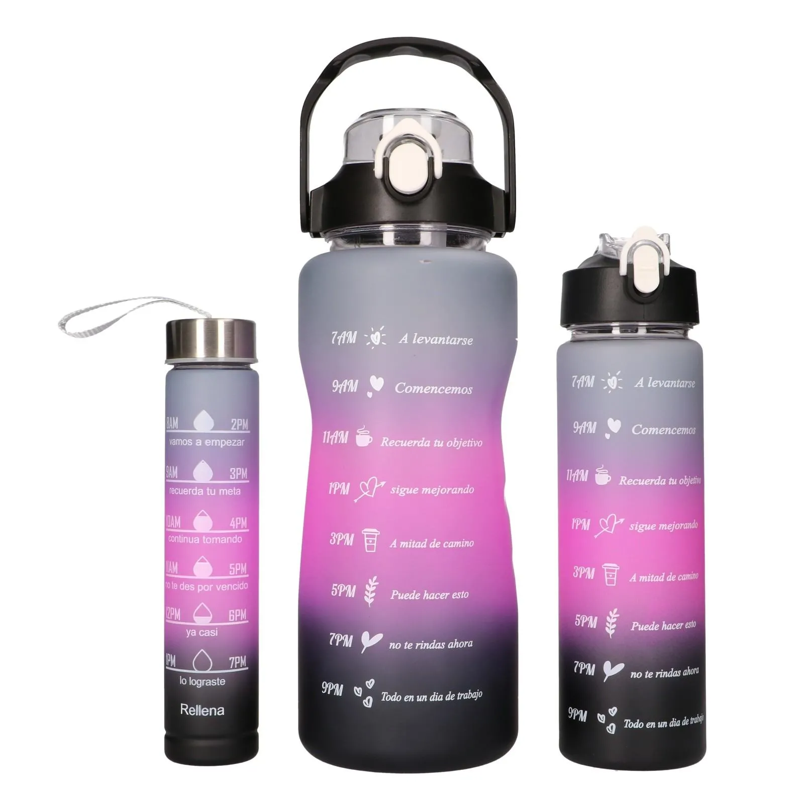 Bidon Extralink Motywacyjny 3w1 Różowo czarny