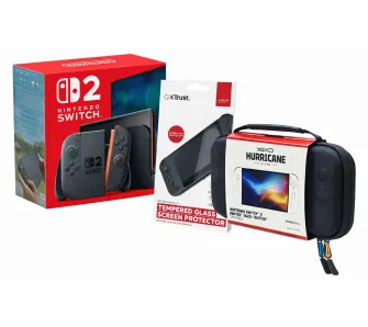 Konsola Nintendo Switch 2 Joy-Con Czarny + Szkło Trust GXT 1254 + Etui Yaxo Hurricane