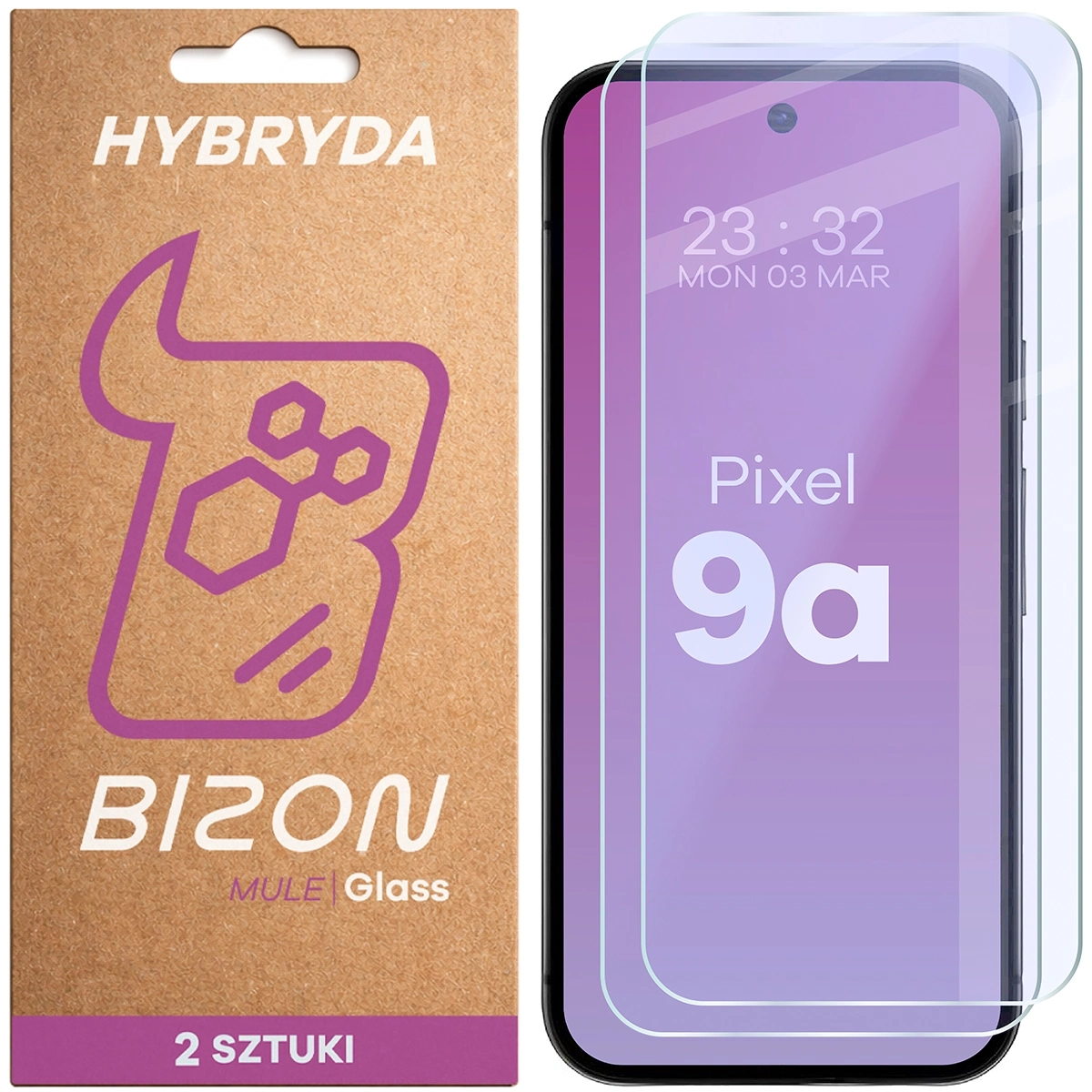 Szkło hybrydowe Bizon elastyczne Glass Mule Duo do Google Pixel 9a 2 sztuki