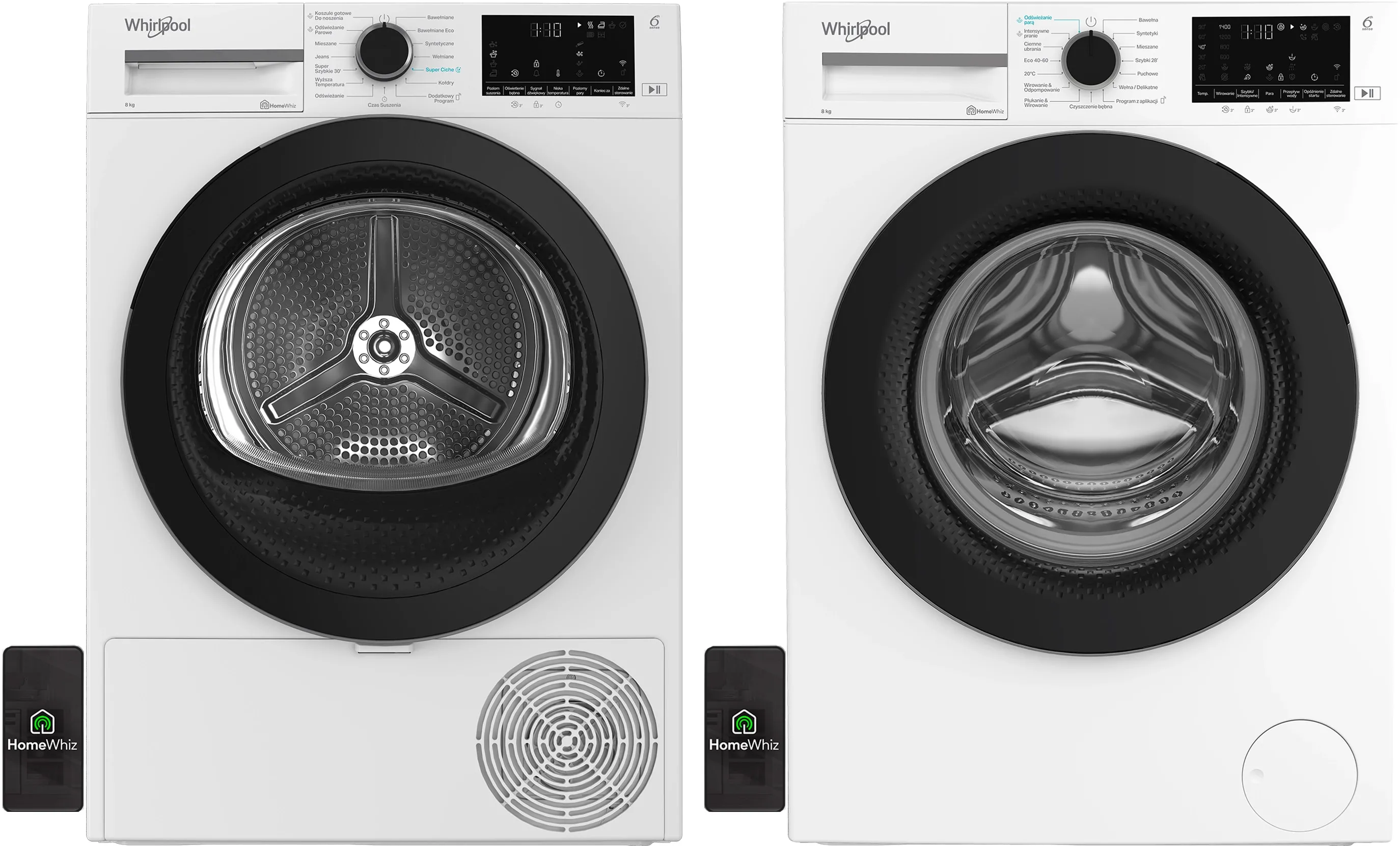 Zestaw Whirlpool pralka WAM87WBPL 8kg 1400obr/min + suszarka CWD86MWBSPL 58,6cm 8kg