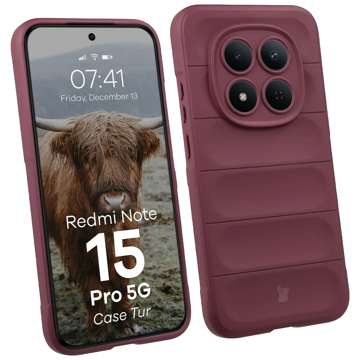 Etui Bizon Tur do Xiaomi Redmi Note 15 Pro 5G Ciemnofioletowy