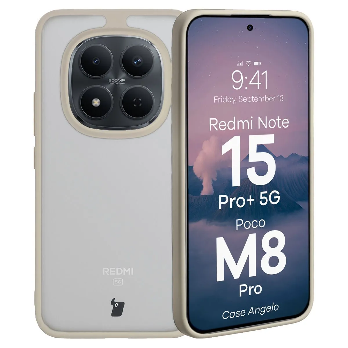 Etui Bizon Angelo do Xiaomi Redmi Note 15 Pro Plus 5G / POCO M8 Pro 5G Beżowy
