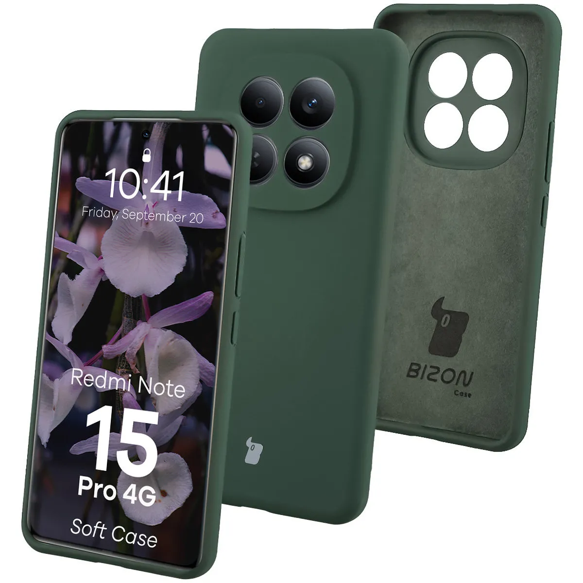 Etui Bizon Soft do Xiaomi Redmi Note 15 Pro 4G Ciemnozielony
