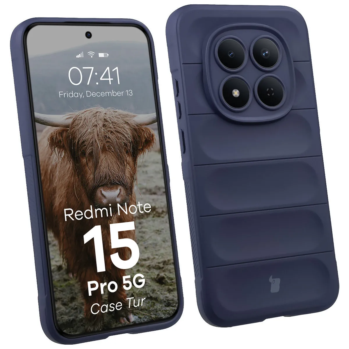 Etui Bizon Tur do Xiaomi Redmi Note 15 Pro 5G Granatowy