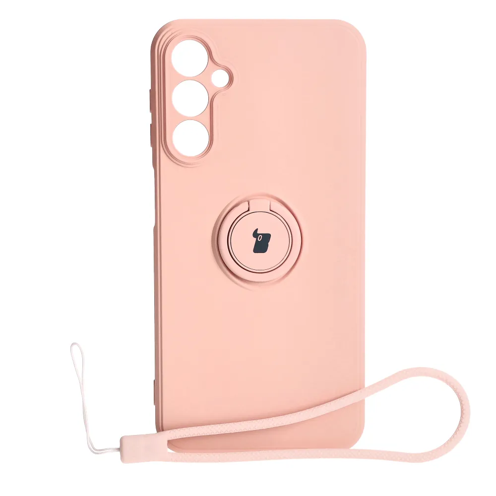 Etui Bizon Silicone Ring Sq do Galaxy A24 4G Jasnoróżowy