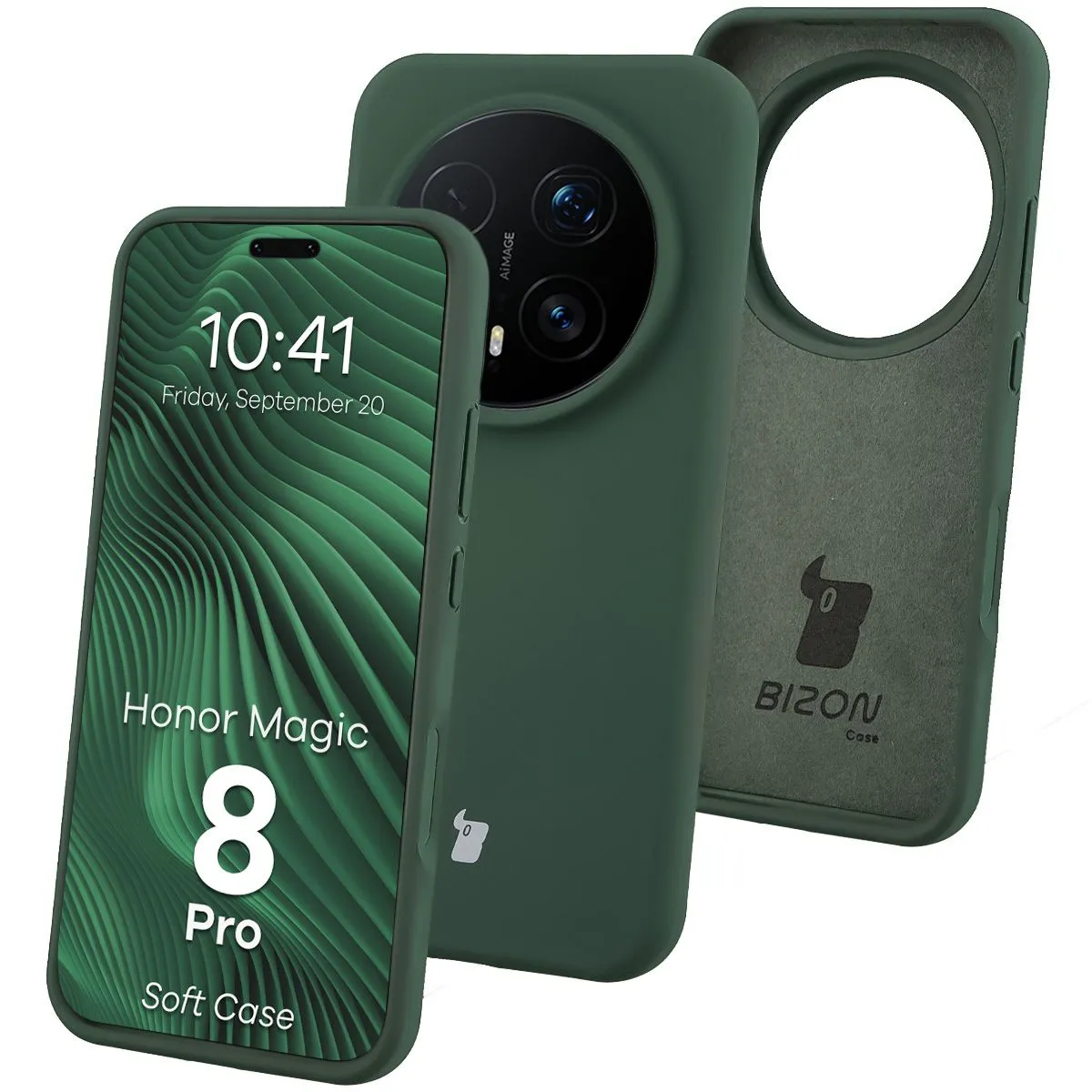 Etui Bizon Soft do Honor Magic8 Pro Ciemnozielony