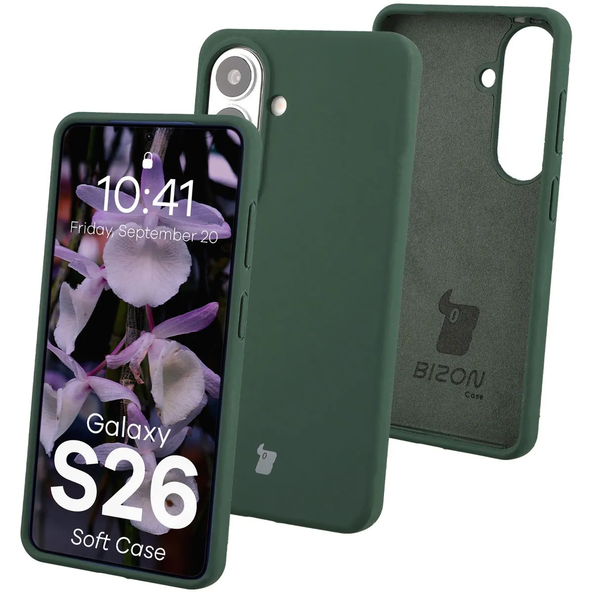 Etui Bizon Soft do Galaxy S26 Ciemnozielony