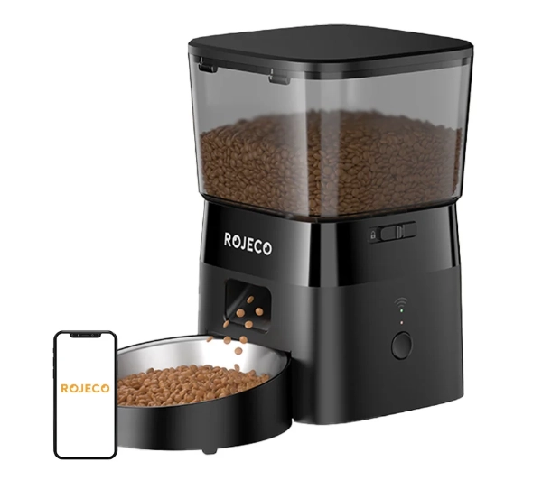 Dozownik karmy automatyczny ROJECO 2L Pet Feeder Wi-Fi Czarny