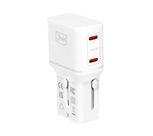 Ładowarka 3MK 3mk incharge® Globe 45W™ 2C PD QC4+ PPS SCP AFCUS/EU/AUS/UK White