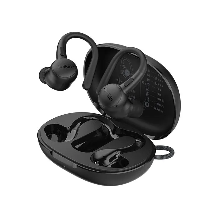 Słuchawki bezprzewodowe Belkin SoundForm ActiveFit Dokanałowe z zaczepami Bluetooth 5.4, Czarny