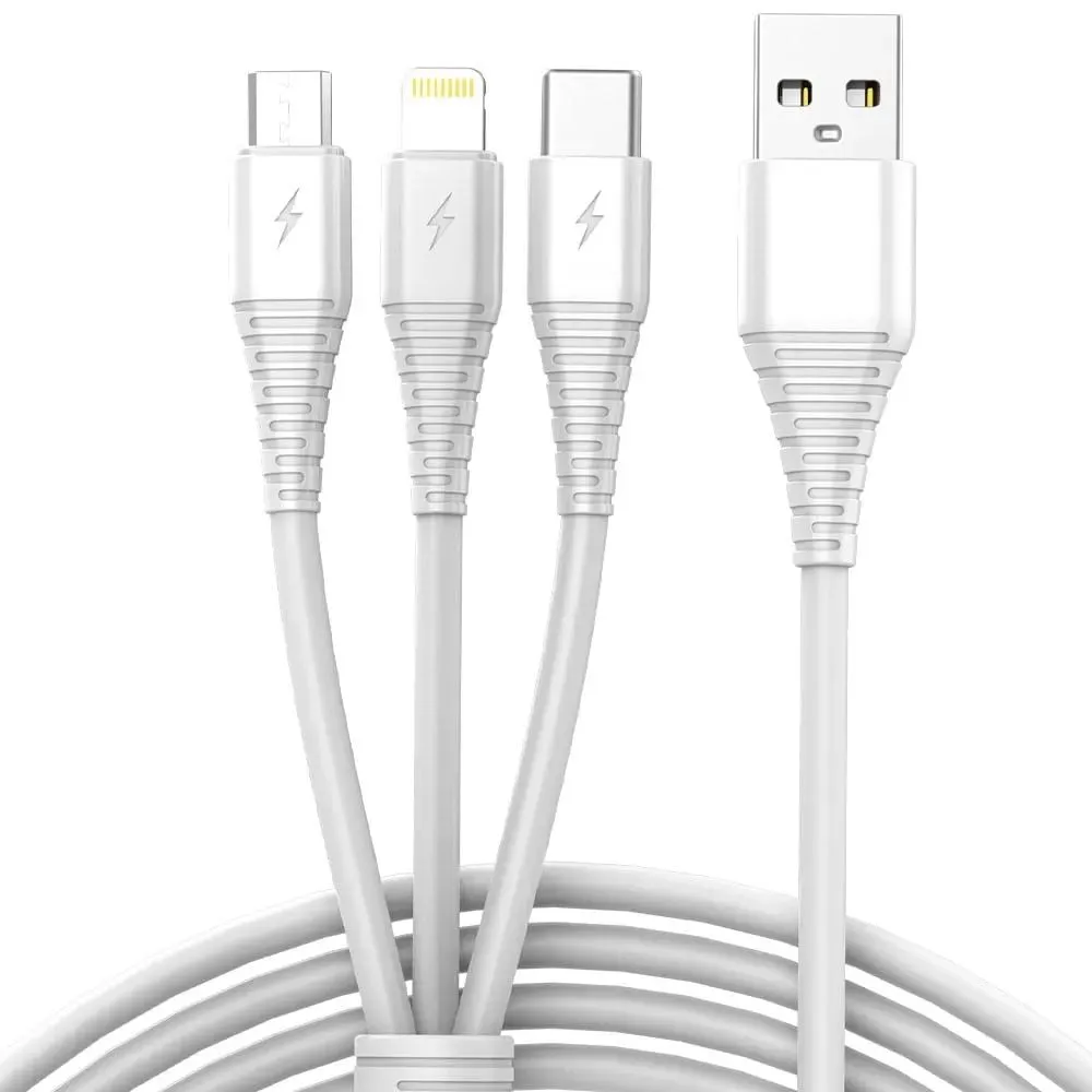 Kabel Vayox VA0122 3w1 USB-A do microUSB/Lightning/USB-C 1m Biały
