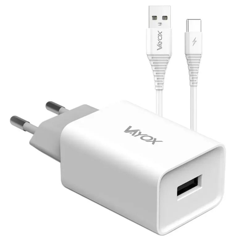 Ładowarka sieciowa Vayox VA0051C USB-A 2.1A + kabel USB-C 1m
