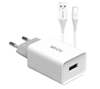 Ładowarka sieciowa Vayox VA0051C USB-A 2.1A + kabel USB-C 1m