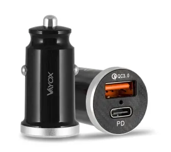 Ładowarka samochodowa Vayox VA0034 USB-A USB-C Czarny