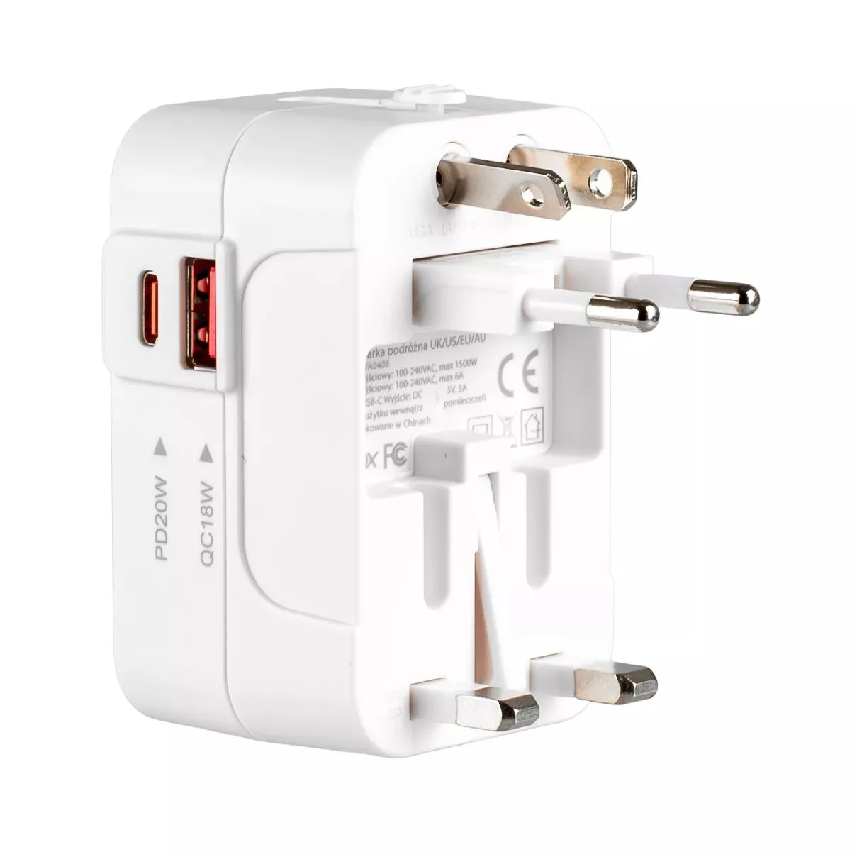 Adapter podróżny Vayox VA0408 USB-A USB-C PD 20W