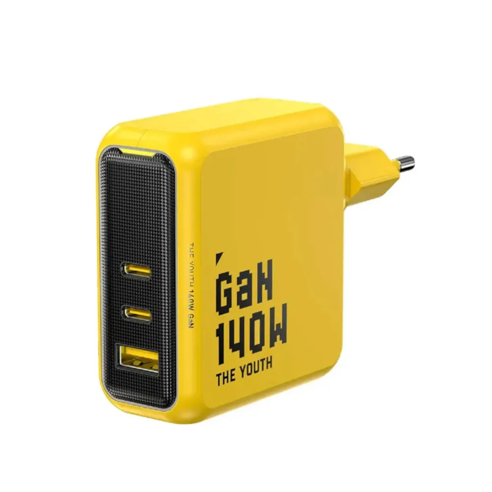 Ładowarka sieciowa AOHI Youth GaN PD 3.1 USB-A 2x USB-C 140W Żółty