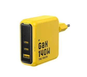 Ładowarka sieciowa AOHI Youth GaN PD 3.1 USB-A 2x USB-C 140W Żółty