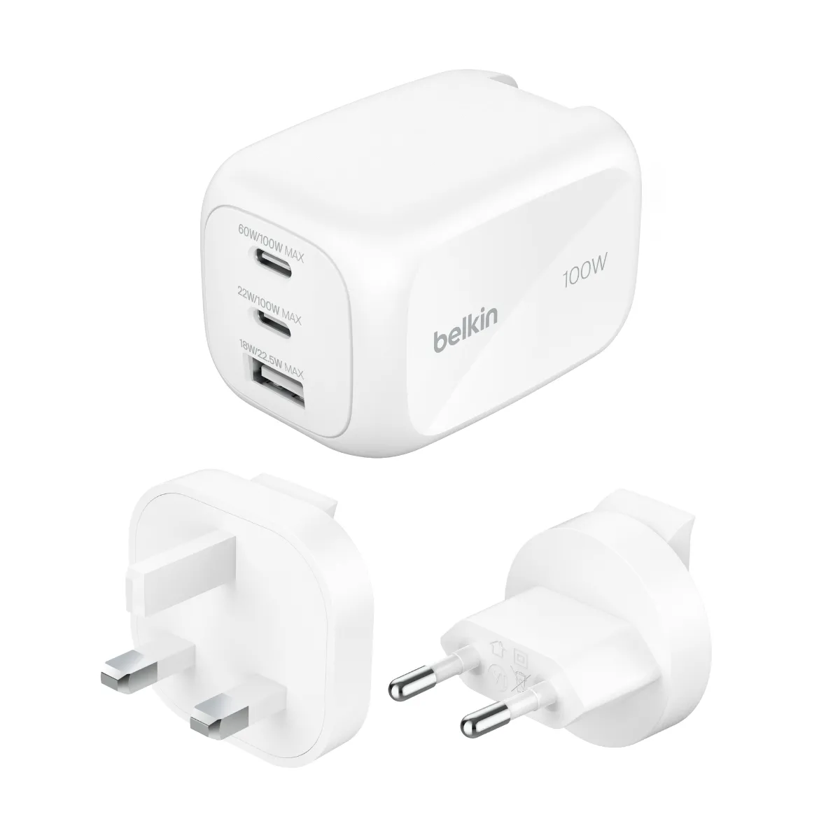 Ładowarka sieciowa Belkin BoostCharge Pro WCH016HQWH GaN, 2x USB-C USB-A 100W Biały