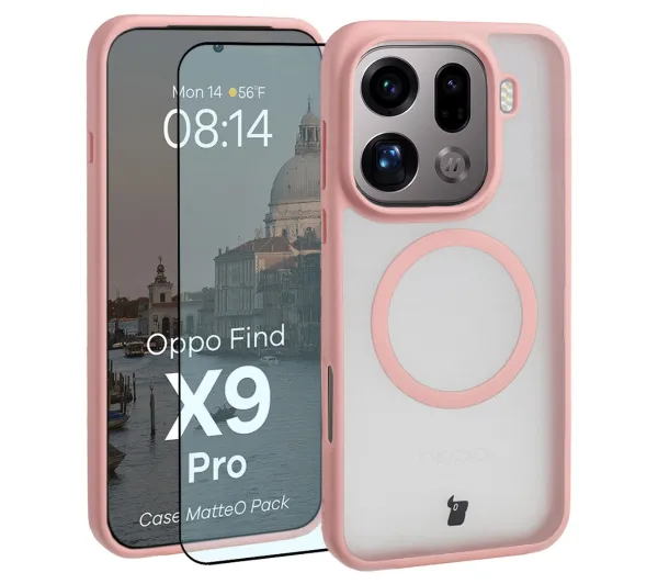 Bizon MatteO Pack do Oppo Find X9 Pro Jasnoróżowy