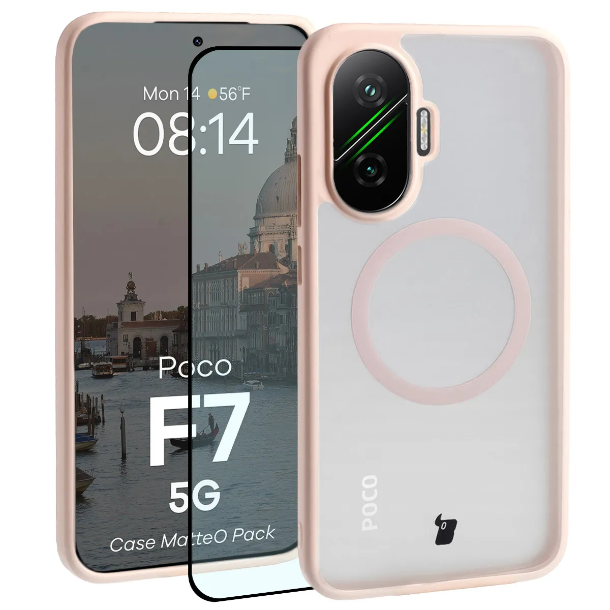 Szkło hartowane Bizon MatteO Pack do POCO F7 Różowy