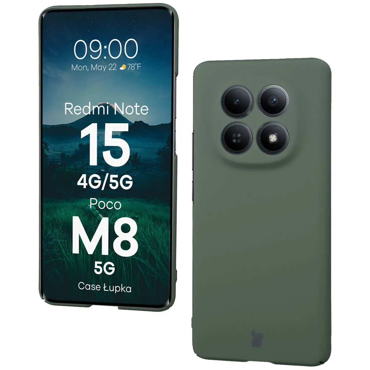 Etui Bizon Case Łupka do Xiaomi Redmi Note 15 / POCO M8 5G Zielony