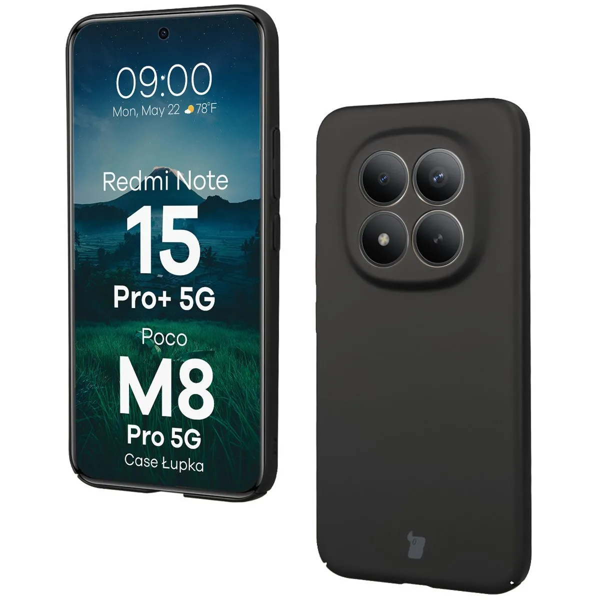 Etui Bizon Case Łupka do Xiaomi Redmi Note 15 Pro Plus 5G / POCO M8 Pro 5G Czarny