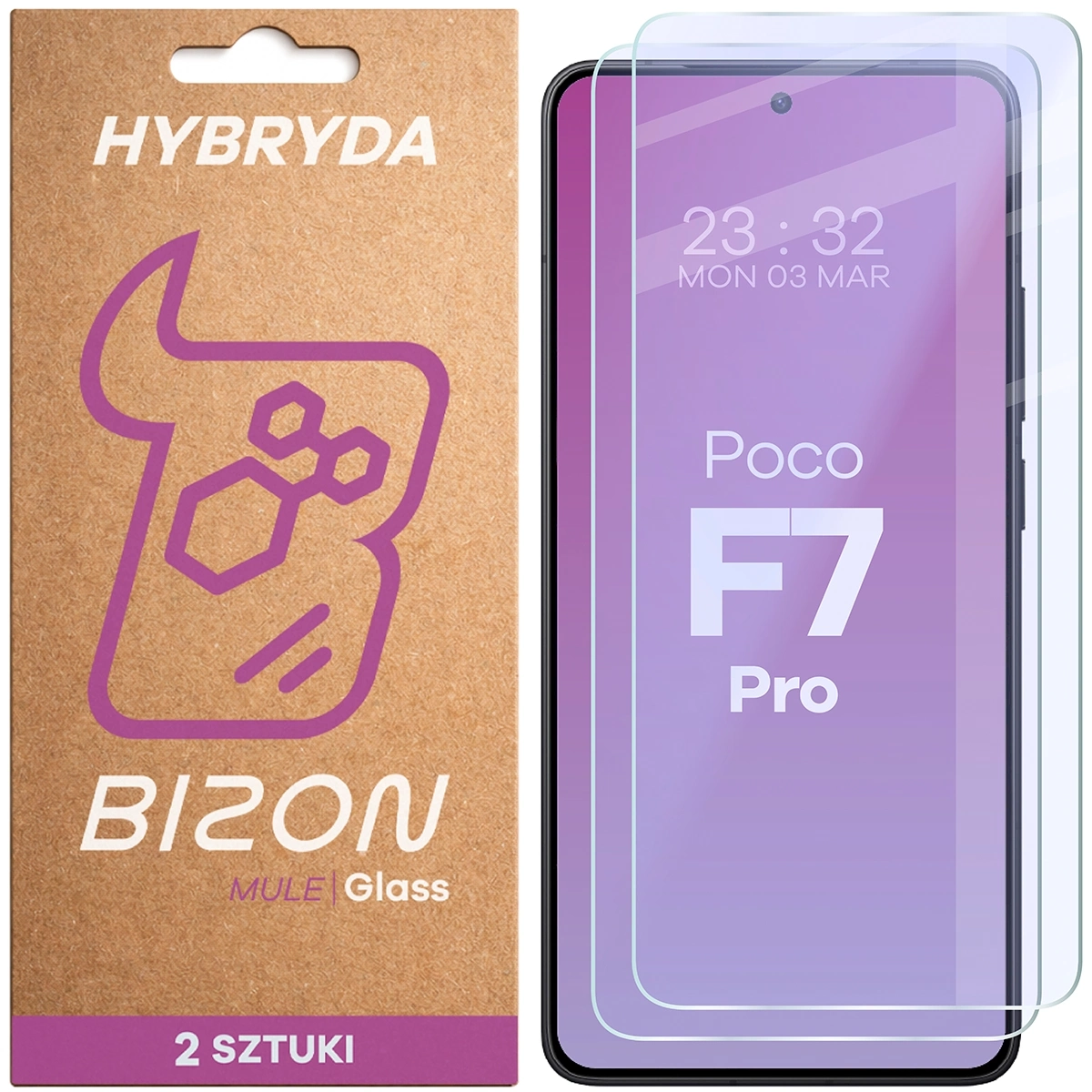 Szkło hybrydowe Bizon elastyczne Glass Mule Duo do Xiaomi POCO F7 Pro 2 sztuki