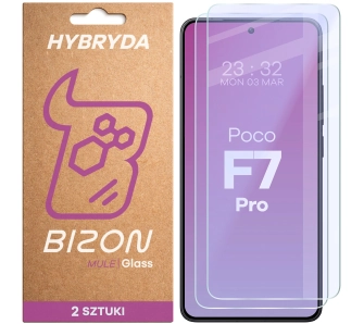 Szkło hybrydowe Bizon elastyczne Glass Mule Duo do Xiaomi POCO F7 Pro 2 sztuki