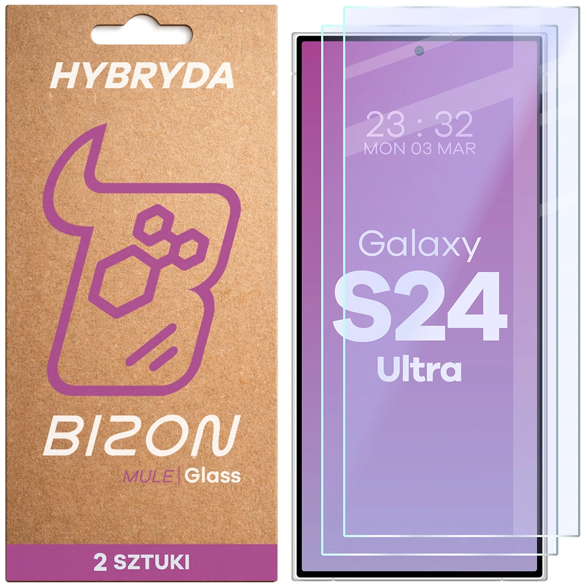 Szkło hybrydowe Bizon elastyczne Glass Mule Duo do Galaxy S24 Ultra 2 sztuki