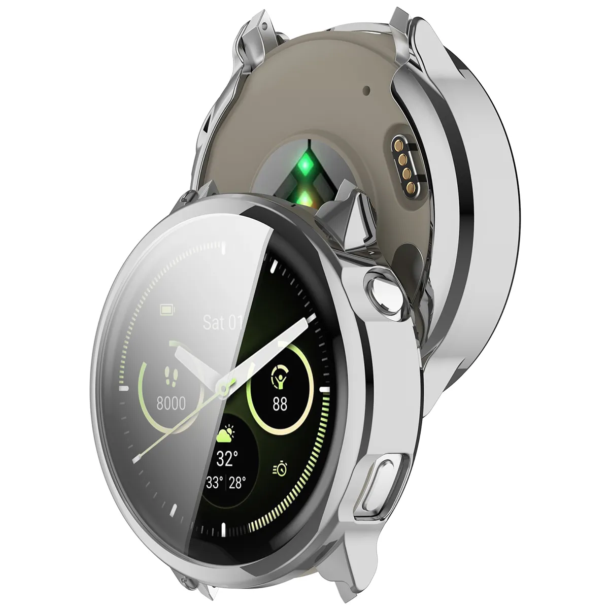 Etui Bizon Case Watch Felipe do Garmin Venu 4 41 mm Srebrny