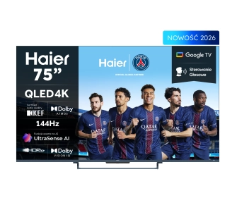 Telewizor Haier H75S90GUX 75" QLED 4K 144 Hz GoogleTV Funkcje AI Dolby Vision Dolby Atmos HDMI 2.1 DVB-T2