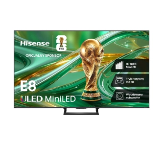 Telewizor Hisense 65E8S 65" ULED MiniLED 4K 144Hz Smart TV Funkcje AI Dolby Vision Dolby Atmos DTS X HDMI 2.1 DVB-T2