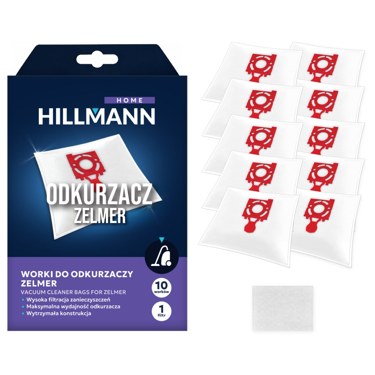Worki do odkurzacza HILLMANN WO009 do Zelmer 10 szt+1 filtr