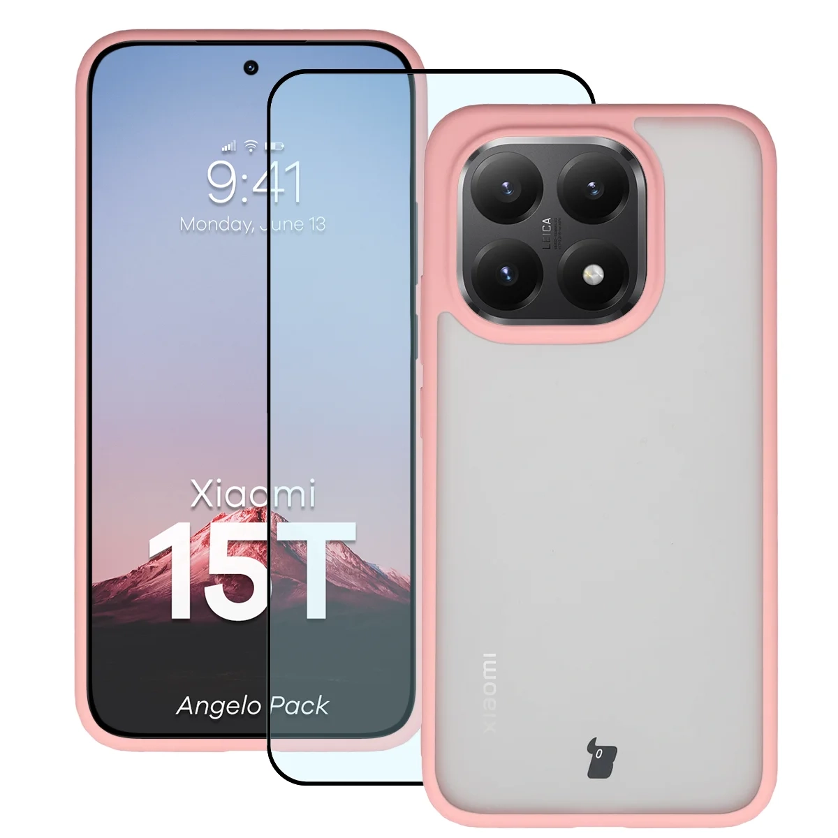Szkło hartowane Bizon Angelo Pack do Xiaomi 15T Jasnoróżowy